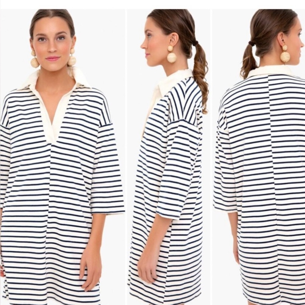 Tuckernuck Ashton Striped Polo Dress Large Navy Nautical Coastal Preppy